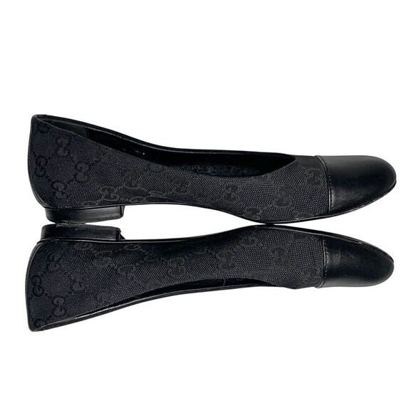Gucci Guccissima Black Ballet Flat EU 37.5 US 7.5 Slip On Cap Toe Ballerina Shoe - Picture 6 of 11